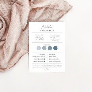 Bridesmaid Info Card Template, Modern Bridesmaid Information Card, Maid Of Honor Info Card, Minimalist Bridesmaid Infographic, M2 image 10