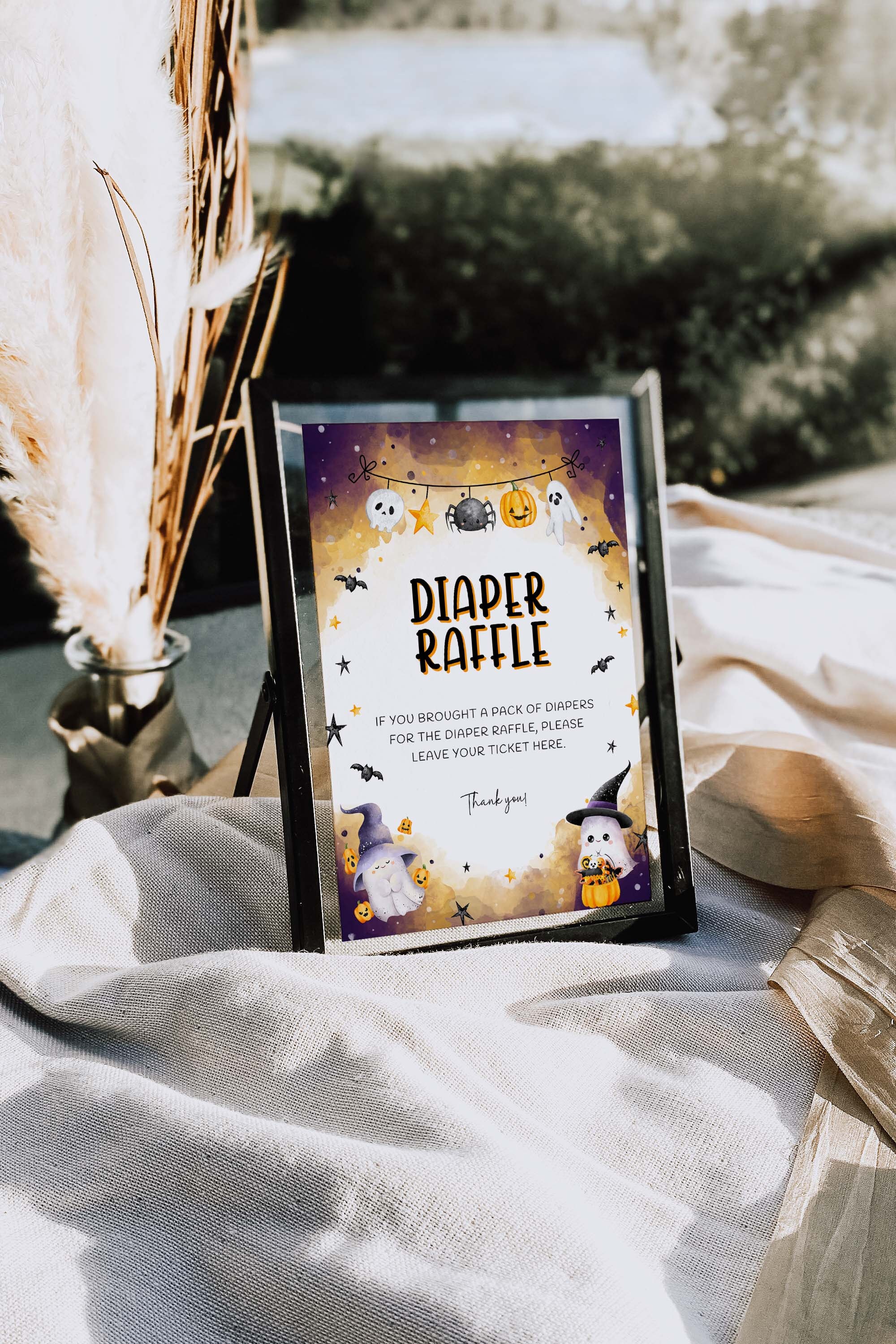Spooky Raffle Diaper Raffle Card Template, Ghost Baby Shower Diaper Raffle Sign ...