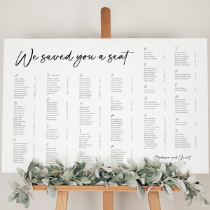 Alphabetical Seating Chart Template, Minimalist Seating Chart Sign, Modern Wedding Sign, Editable Seating Chart, Wedding Seating Sign, M1