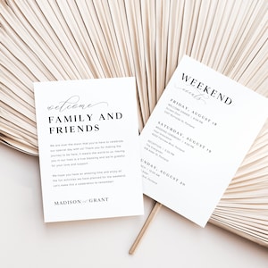 Wedding Weekend Events Timeline Template, Minimalist Wedding Order of Events, Wedding Welcome Bag Note Editable, Modern Welcome Letter, M3 image 10