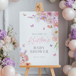 Wildflower Baby Shower Welcome Sign Template, Wildflower Welcome Sign Floral Baby Shower Sign, Baby In Bloom Baby Shower Welcome Sign, 11B
