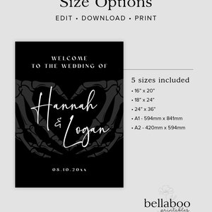 Gothic Wedding Welcome Sign Template, Halloween Wedding Welcome Sign, Spooky Wedding Welcome Sign, Dark and Moody Wedding Welcome Sign, H6 image 5