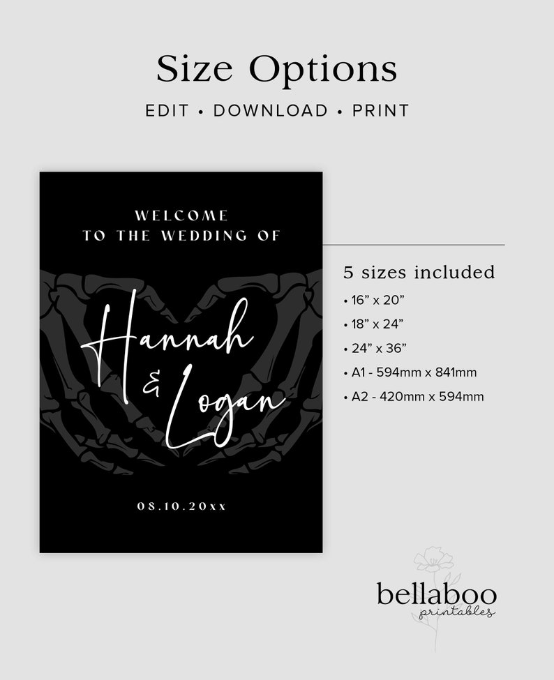Gothic Wedding Welcome Sign Template, Halloween Wedding Welcome Sign, Spooky Wedding Welcome Sign, Dark and Moody Wedding Welcome Sign, H6 image 5