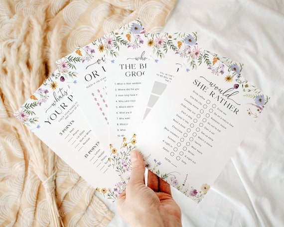 Wildflower Bridal Shower Games Template, Bridal Shower Games Bundle, Boho Bridal Games Pack Bridal Shower Games Floral Bridal Games, S4
