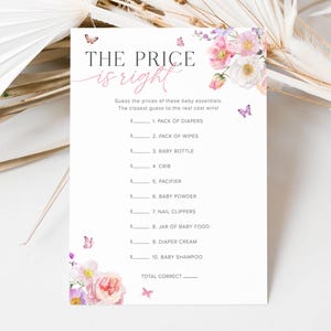 Price is Right Game Baby Shower Game Template, Price is Right Baby Game, Bloom Baby Shower Wildflower Baby Shower Games Printable, Baby in Bloom Baby Shower Price is Right Game