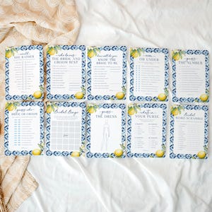Amalfi Coast Bridal Shower Games Template, Citrus Bridal Shower Games Bundle Mediterranean Bridal Shower Games Lemon Bridal Shower Games, B6 image 2