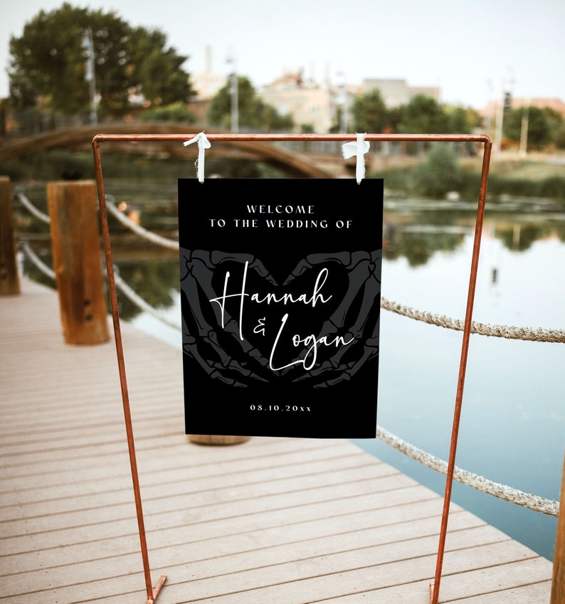 Gothic Wedding Welcome Sign Template, Halloween Wedding Welcome Sign, Spooky Wedding Welcome Sign, Dark and Moody Wedding Welcome Sign, H6 image 9