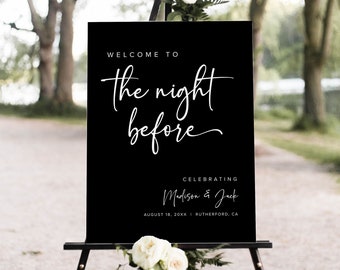 Rehearsal Dinner Welcome Sign Template, The Night Before Welcome Sign, Minimalist Rehearsal Dinner Welcome Sign, Wedding Rehearsal Sign, M7