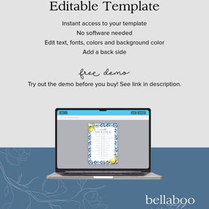 May include: A laptop screen displaying a printable "She Rather" game template with a lemon and blue tile design. The text "bellaboo printables" is visible in the bottom right corner of the image.