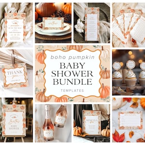 Little Pumpkin Baby Shower Invitation Template, Autumn Baby Shower Invite, Pumpkin Baby Shower Bundle Fall Pumpkin Baby Shower Games, F4