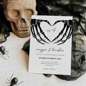 Halloween Gothic Wedding Invitation Template, Dark Moody Wedding Invite, Till Death Do Us Part, Editable, Instant Download, B1