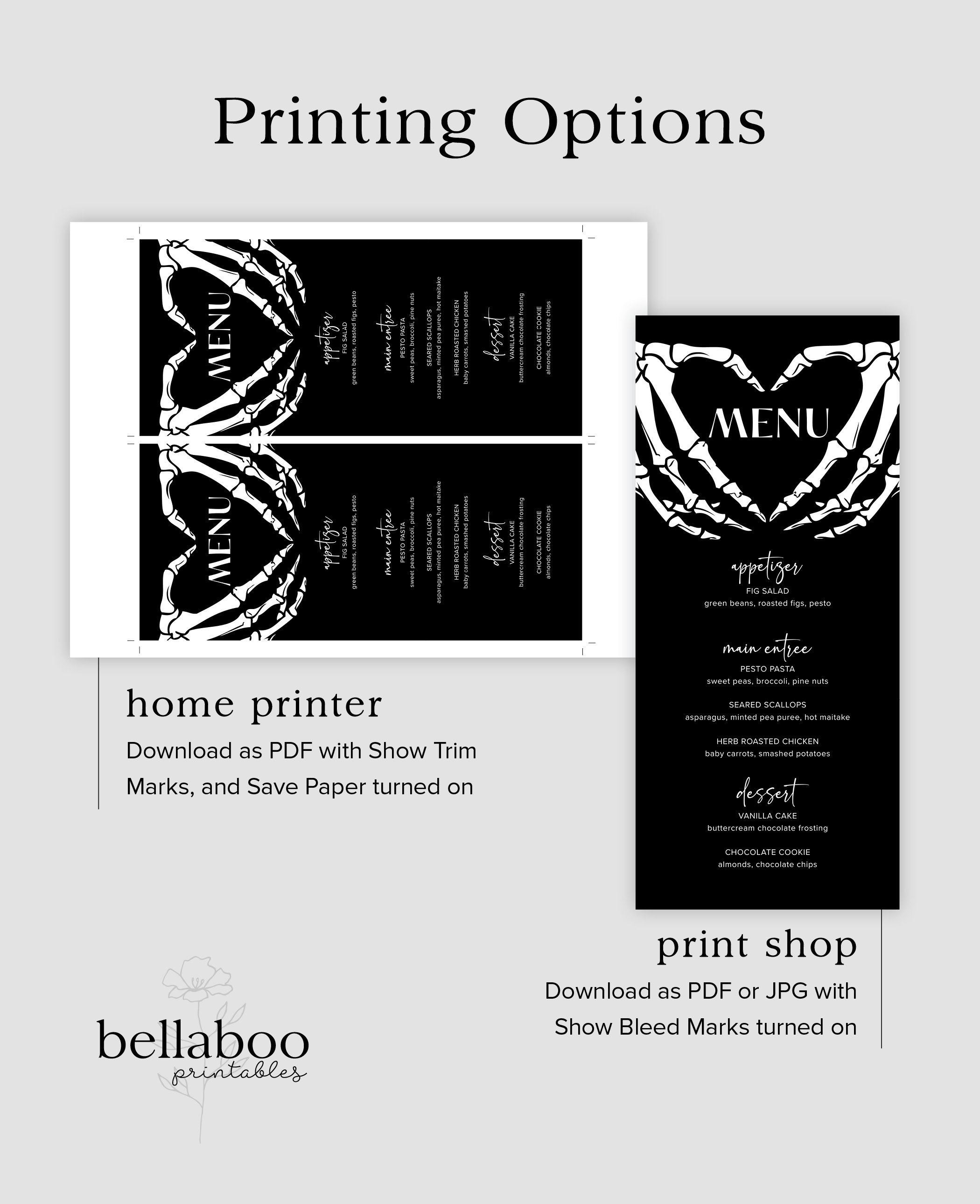 Gothic Wedding Menu Template, Halloween Wedding Dinner Menu, Dark and ...