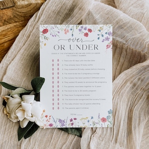 Over or Under Baby Shower Game Template, Over or Under Game, Boho Baby ...