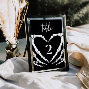 Gothic Wedding Table Numbers Template, Halloween Table Numbers, Spooky Wedding Table Number Sign, Dark and Moody Wedding Table Numbers, H7