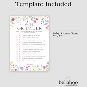 Over or Under Baby Shower Game Template, Over or Under Game, Boho Baby ...