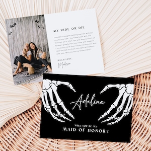 Gothic Bridesmaid Proposal Card Template, Emo Bridesmaid Proposal, Maid Of Honor Proposal, Will You Be My Bridesmaid Halloween Card, H7