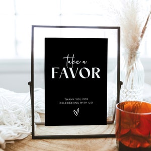 Black Wedding Favors Sign Template, Modern Wedding Favours Sign, Bridal Shower Favor Sign, Minimal Wedding Gift Sign, Printable Wedding, M7 image 9