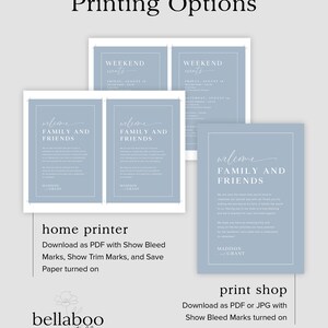 Wedding Weekend Events Timeline Template, Minimalist Wedding Order of Events, Wedding Welcome Bag Note Editable, Modern Welcome Letter, B2 image 6