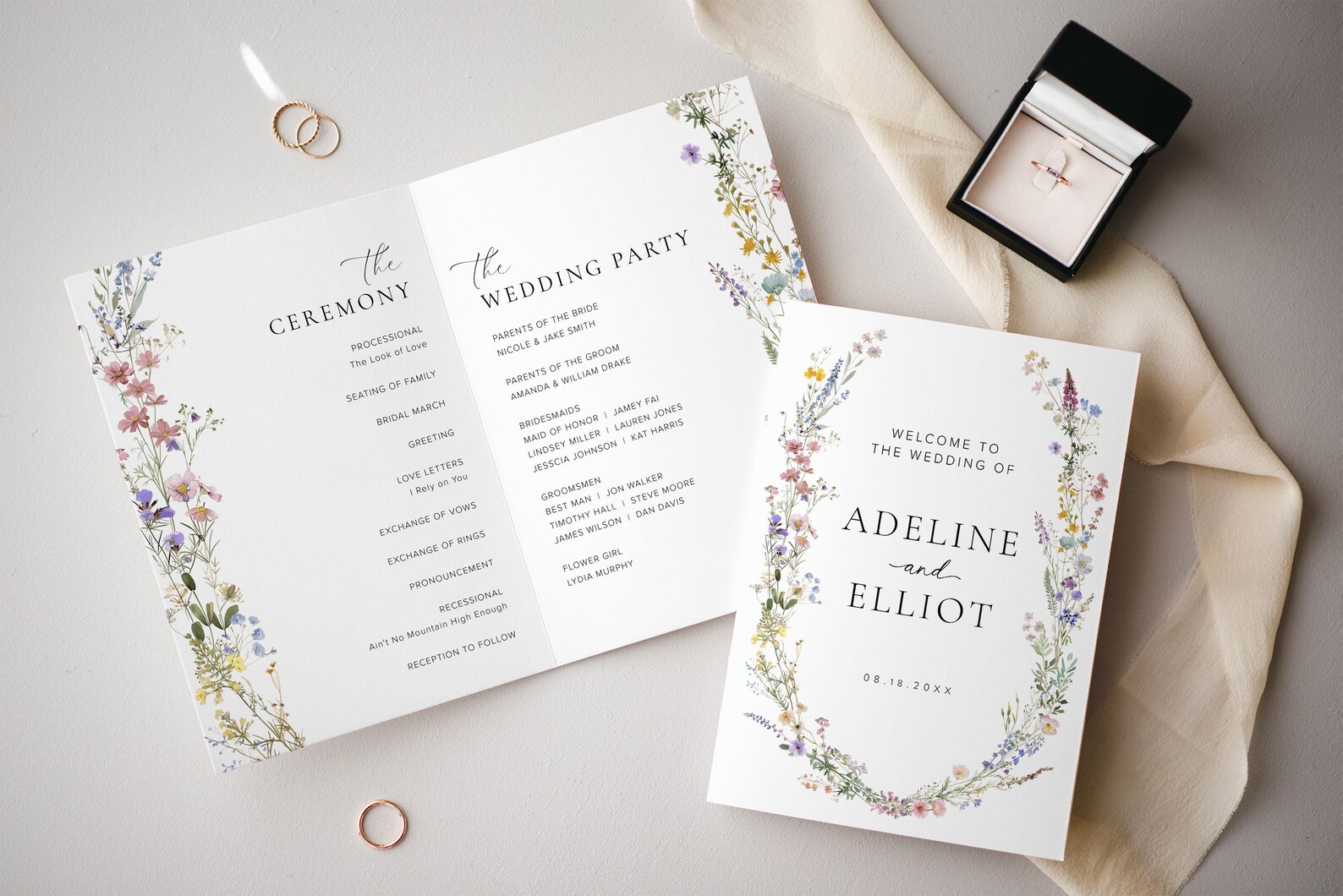 Wildflower Wedding Program Template Wildflower Order of Service Floral ...