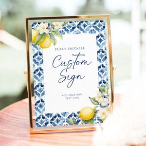 Lemon Custom Sign Template, Italy Baby Shower Sign Mediterranean Baby Shower Sign, Citrus Baby Shower Sign Amalfi Coast Baby Shower Sign
