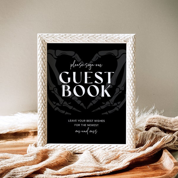 Gothic Wedding Guestbook Sign Template, Halloween Wedding Guestbook Sign, Moody Sign Our Guestbook, Printable Wedding Guestbook Sign, H6