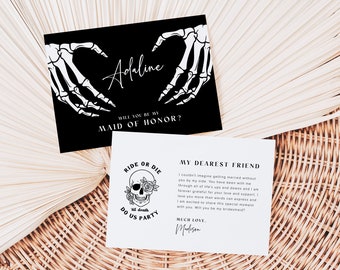Halloween Bridesmaid Proposal Card Template, Till Death Bridesmaid Proposal, Maid Of Honor Proposal, Gothic Will You Be My Bridesmaid, H7