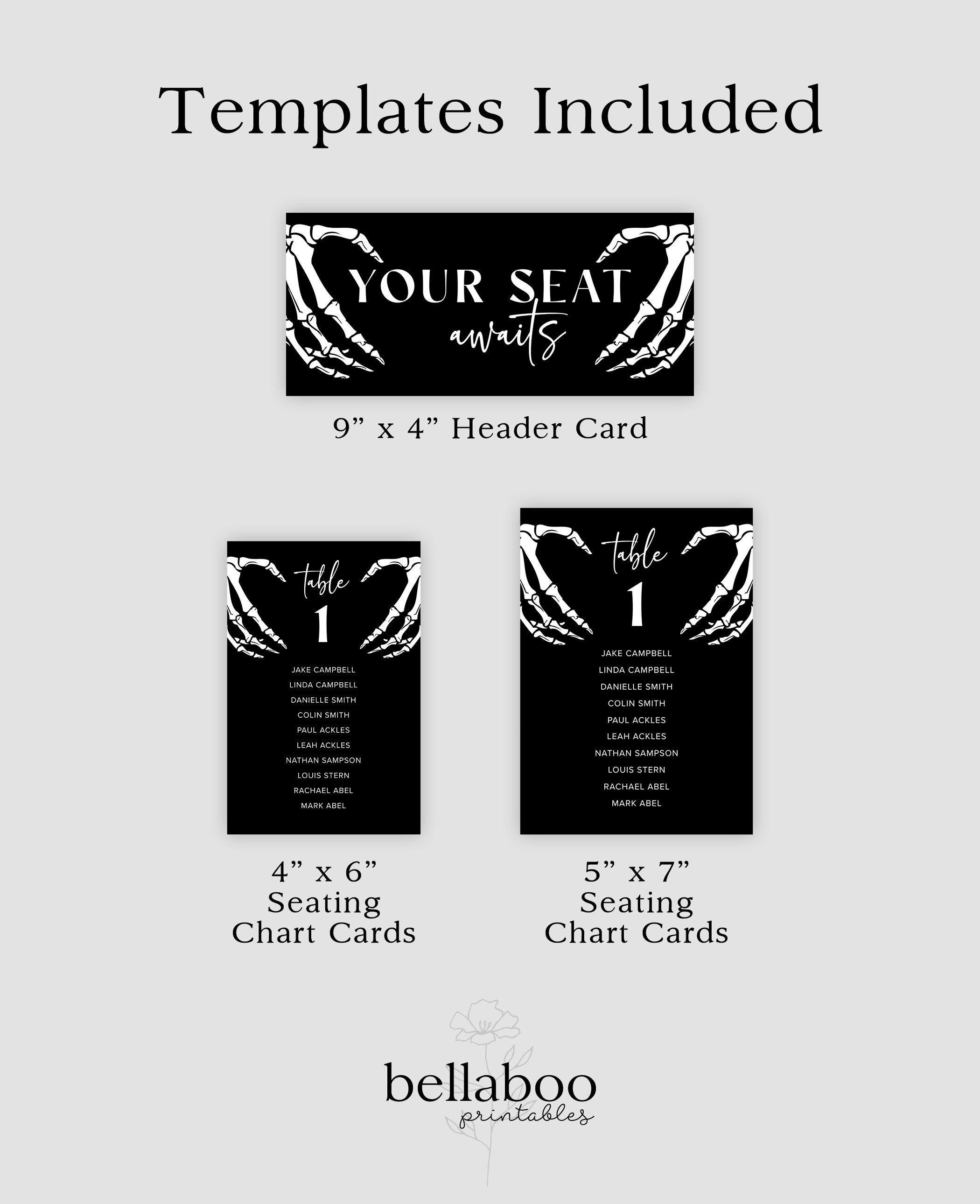 Gothic Wedding Seating Chart Card Template Seating Chart Etsy