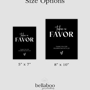 Black Wedding Favors Sign Template, Modern Wedding Favours Sign, Bridal Shower Favor Sign, Minimal Wedding Gift Sign, Printable Wedding, M7 image 5