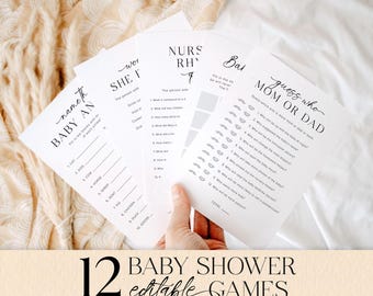 Baby Shower Game Bundle, Baby Bingo, Baby Shower Trivia, Baby Shower Games Printable Baby Game Bundle, Editable Template, M14