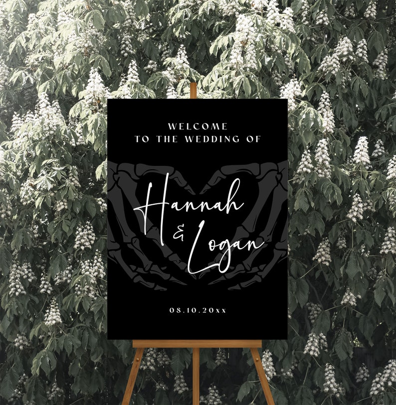 Gothic Wedding Welcome Sign Template, Halloween Wedding Welcome Sign, Spooky Wedding Welcome Sign, Dark and Moody Wedding Welcome Sign, H6 image 3