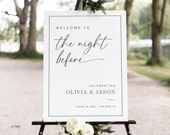 The Night Before Welcome Sign Template, Rehearsal Dinner Welcome Sign, Minimalist Rehearsal Welcome Sign, Modern Wedding Rehearsal Sign, M2