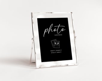 Halloween Wedding Photo Guestbook Sign Template, Gothic Photo Guest Book Sign, Modern Wedding Sign, Moody Photo Guestbook Sign, B1