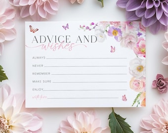 Baby Shower Advice Card Template, Wildflower Baby Shower Advice Floral Baby Shower Baby Advice Card, Baby In Bloom Baby Shower Advice, 11B