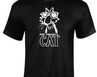 Fat Freddys Cat T-Shirt White Text