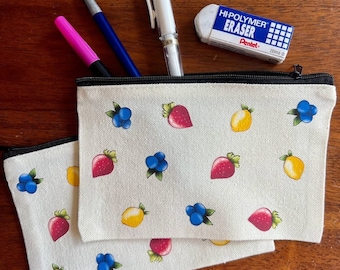 Cute Fruit Pencil Case | Fruit print Mini Canvas Bag