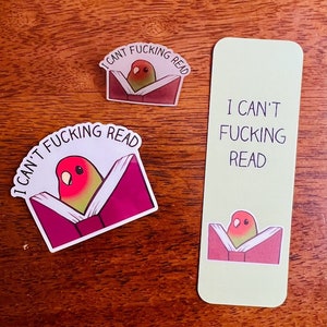 Funny Bird Meme Sticker I Can't Fcking Read Sticker Book Lover Stickers image 2