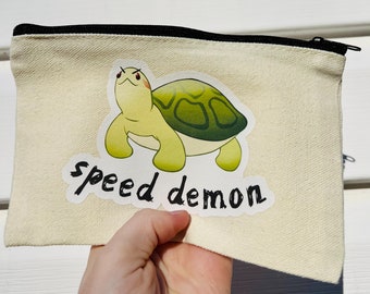 Cute Turtle Pencil Case | Speed Demon Mini Canvas Bag