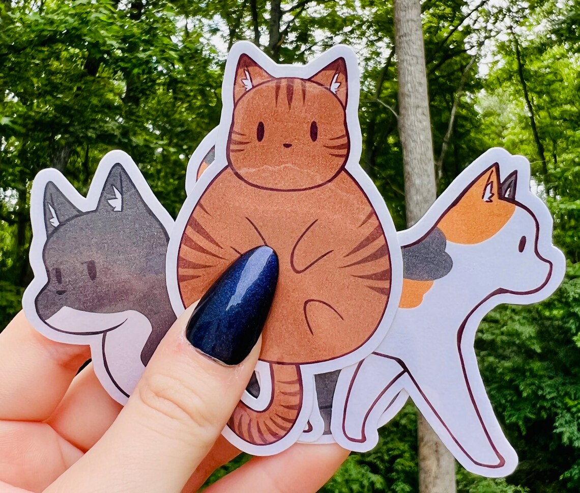 Cute Cat Sticker Pack | Phat Cat Sticker Set | Cat Stickers - Etsy