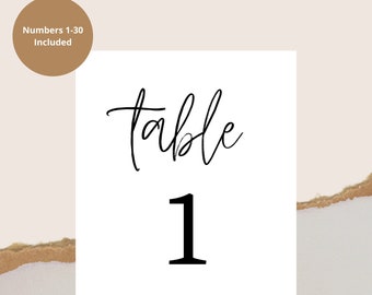 Elegant Table Numbers Printable, Wedding Table Numbers, Printable Table Numbers, Digital Printable, Instant Download