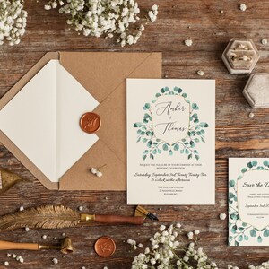 Greenery Wedding Invitation Template, Printable Wedding Invitation, Save the Date, RSVP card, Eucalyptus Invitation, DIY Wedding Invite