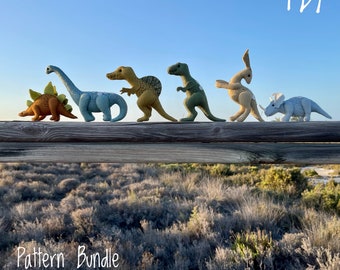 Dinosaurs Sewing Pattern: 6 Felt Animal Toys (PDF Pattern)