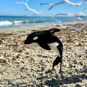 Felt orca sewing pattern PDF, killer whale plush toy, ocean animal handmade felt tutorial