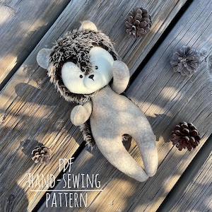 Hedgehog Sewing Pattern. Plush hedgehog PDF Pattern. Woodland animals hand-sewing project. Stuffed Toy Sewing Pattern. Baby shower gift idea