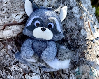 Raccoon Felt Sewing Pattern PDF, Woodland Raccoon Plush, Baby Mobile Felt Animal Tutorial