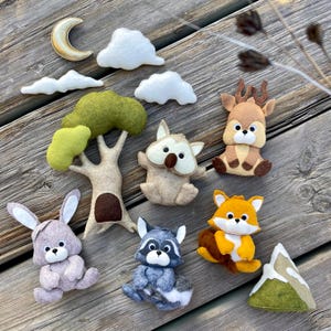 12 Woodland Animals Felt Sewing Patterns Bundle PDF | Forest Baby Mobile Toys