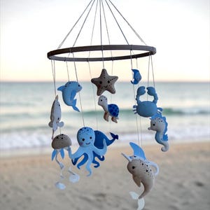 Ocean Baby Mobile Sewing Pattern Bundle, 12 Felt Sea Animals PDF, Nursery Mobile Tutorial