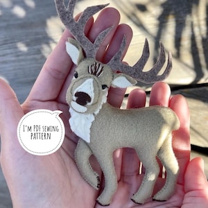 Felt Reindeer Sewing Pattern: Arctic Animal Ornament (PDF Pattern)