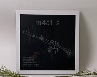 Counter-Strike Armory, M4A1-S, Framed Etched Glass Wall Decor