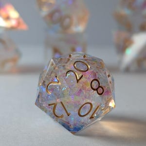 Golden Valor DnD Dice Set – Prismatic Sharp Edged Polyhedral Dice with Gold Numbers image 4