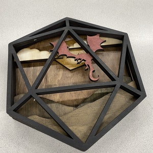 Dragon's Flight - D20 Wooden Wall Art for Dungeons and Dragons Enthusiasts